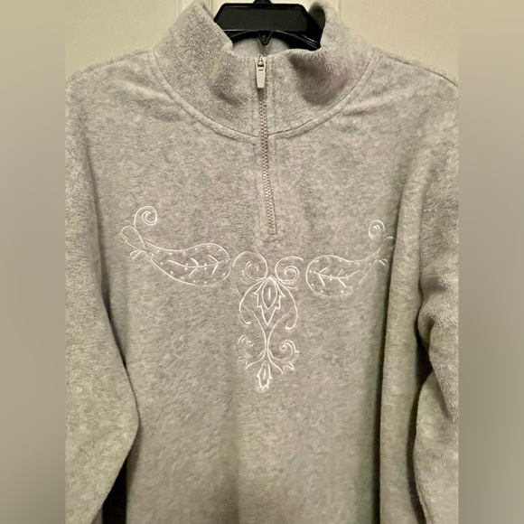 Just My Size Grey Fall Embroidered Fleece Pullover - Picture 2 of 7